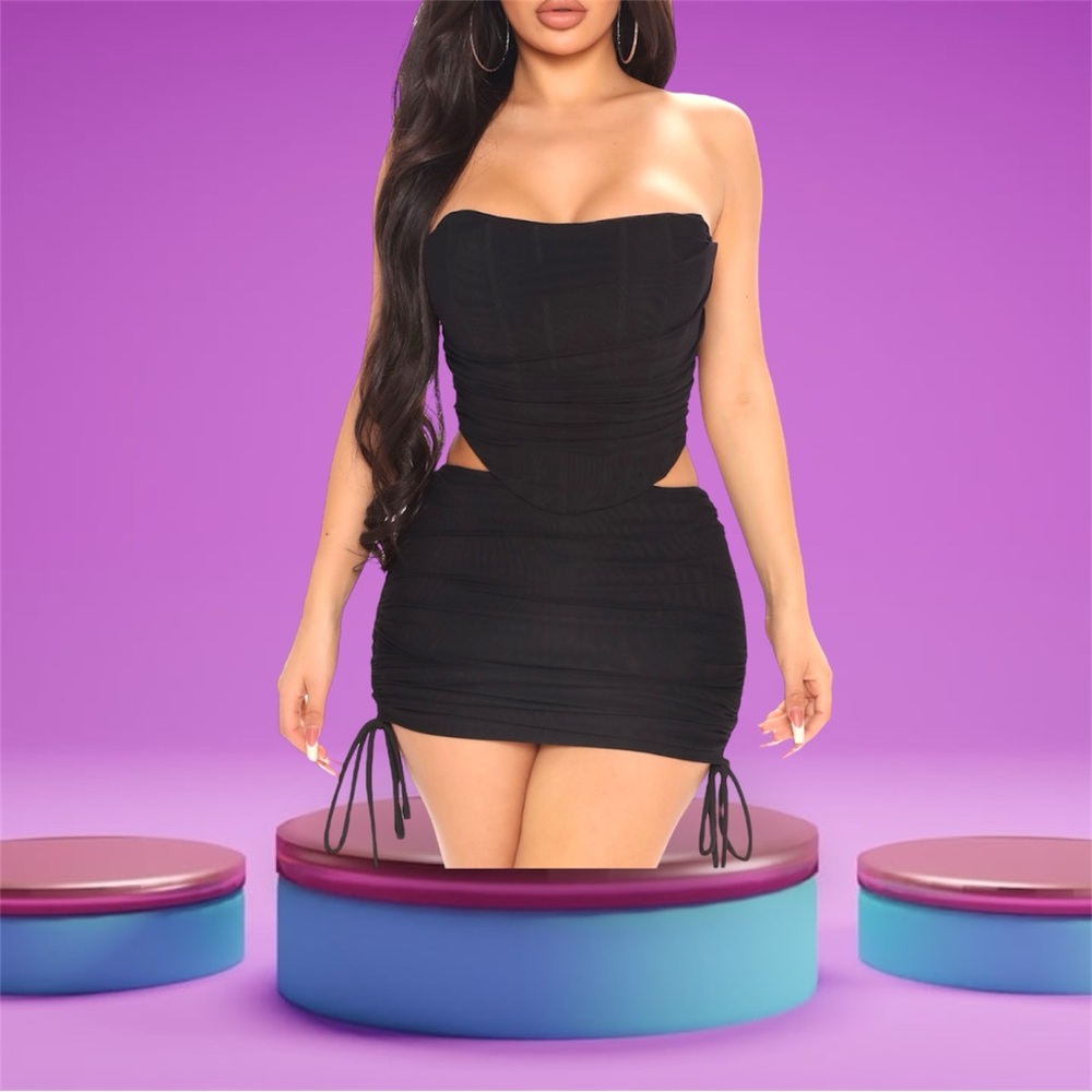 💜 NWOT Fashion Nova Black Skirt Set 💜 - Picture 4 of 11